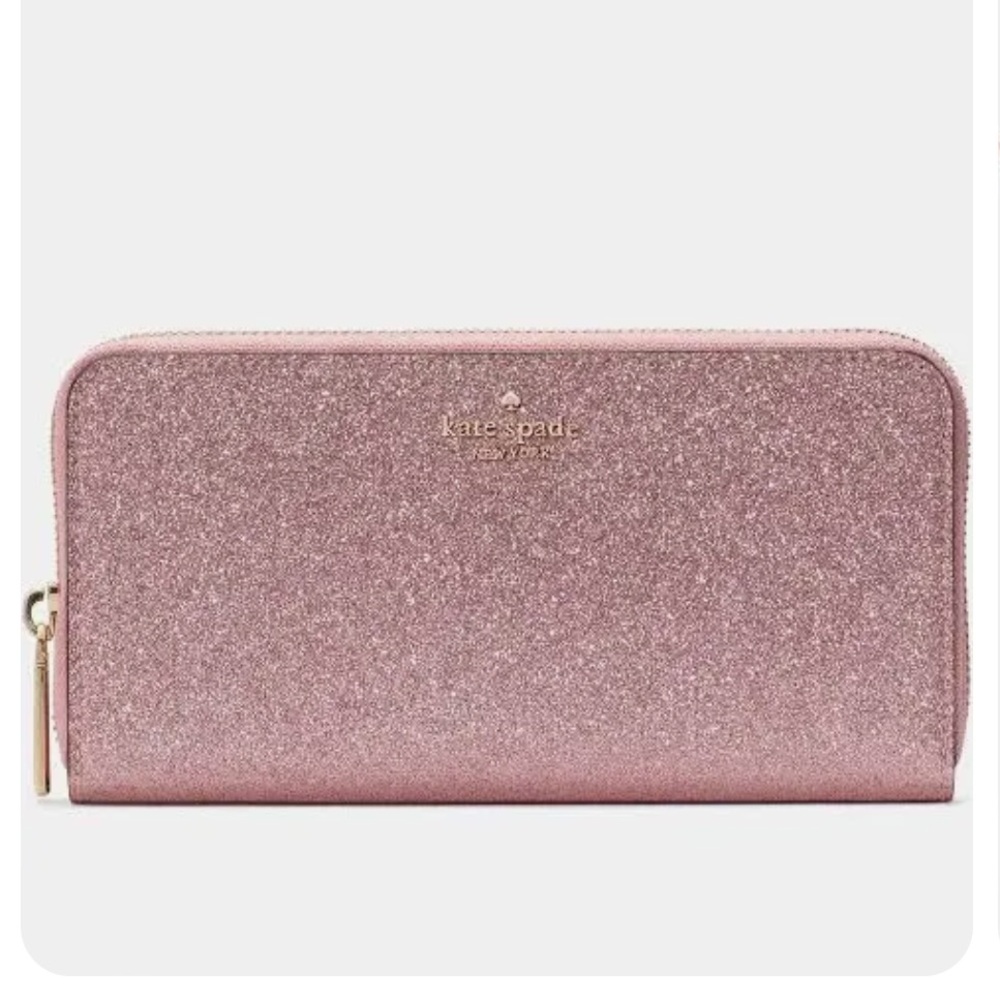 Kate‎ Spade New York Tinsel Smooth Glitter Large Wallet (Rose gold)